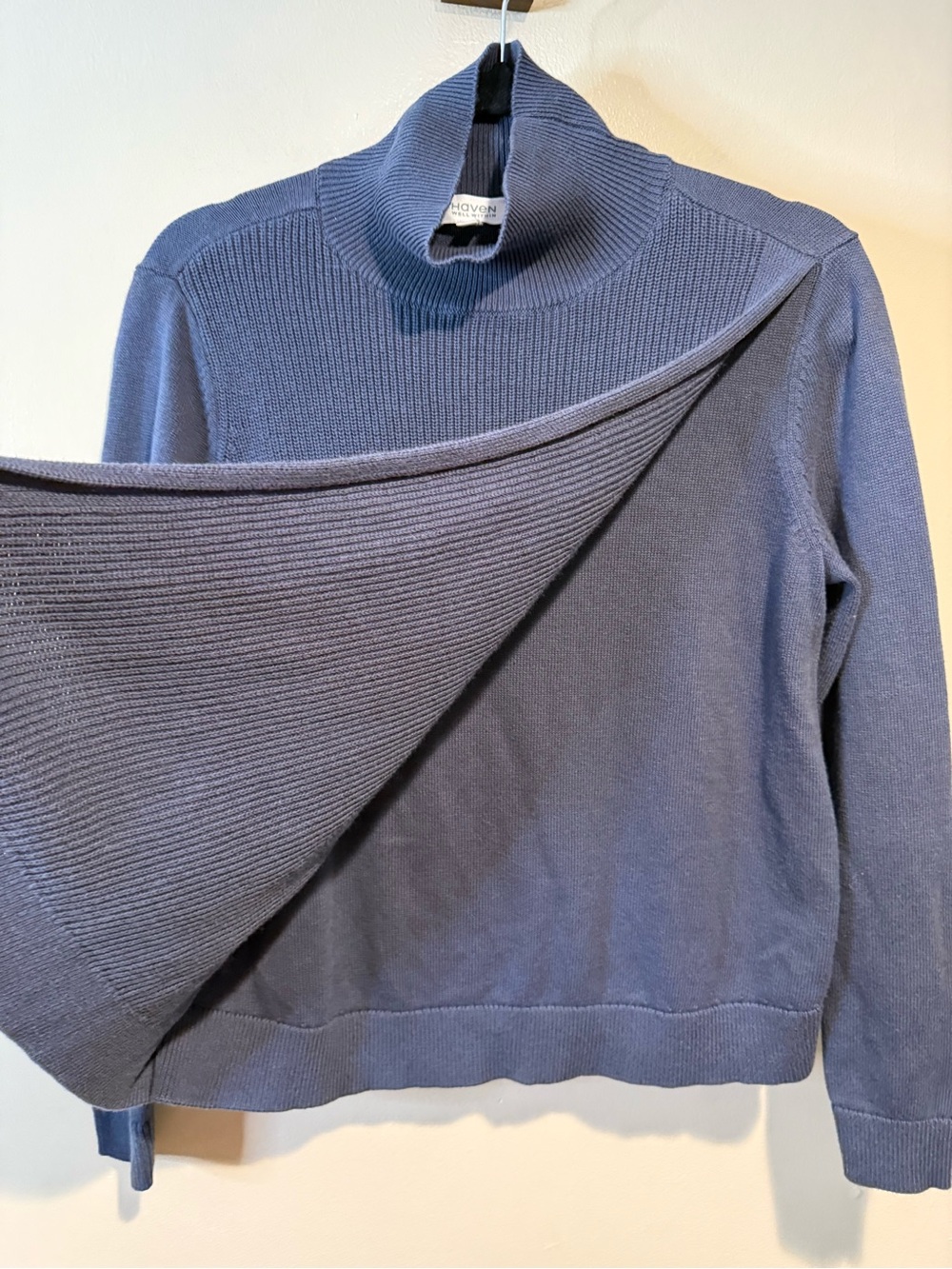 Haven Well Within Women's Blue Gray Cotton Cashmere Blend Turtleneck Sweater - Picture 4 of 8